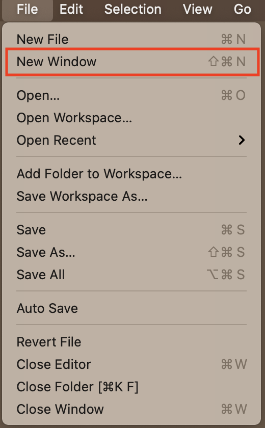 Open A New Window from the File Menu